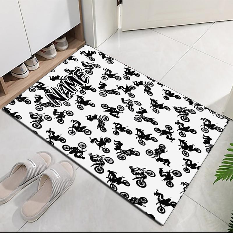 Tappeto Stampato Moto da Fuoristrada con Nome Personalizzato, per Sedia da Ufficio Soggiorno Camera da Letto Cucina Decorazioni Regali.