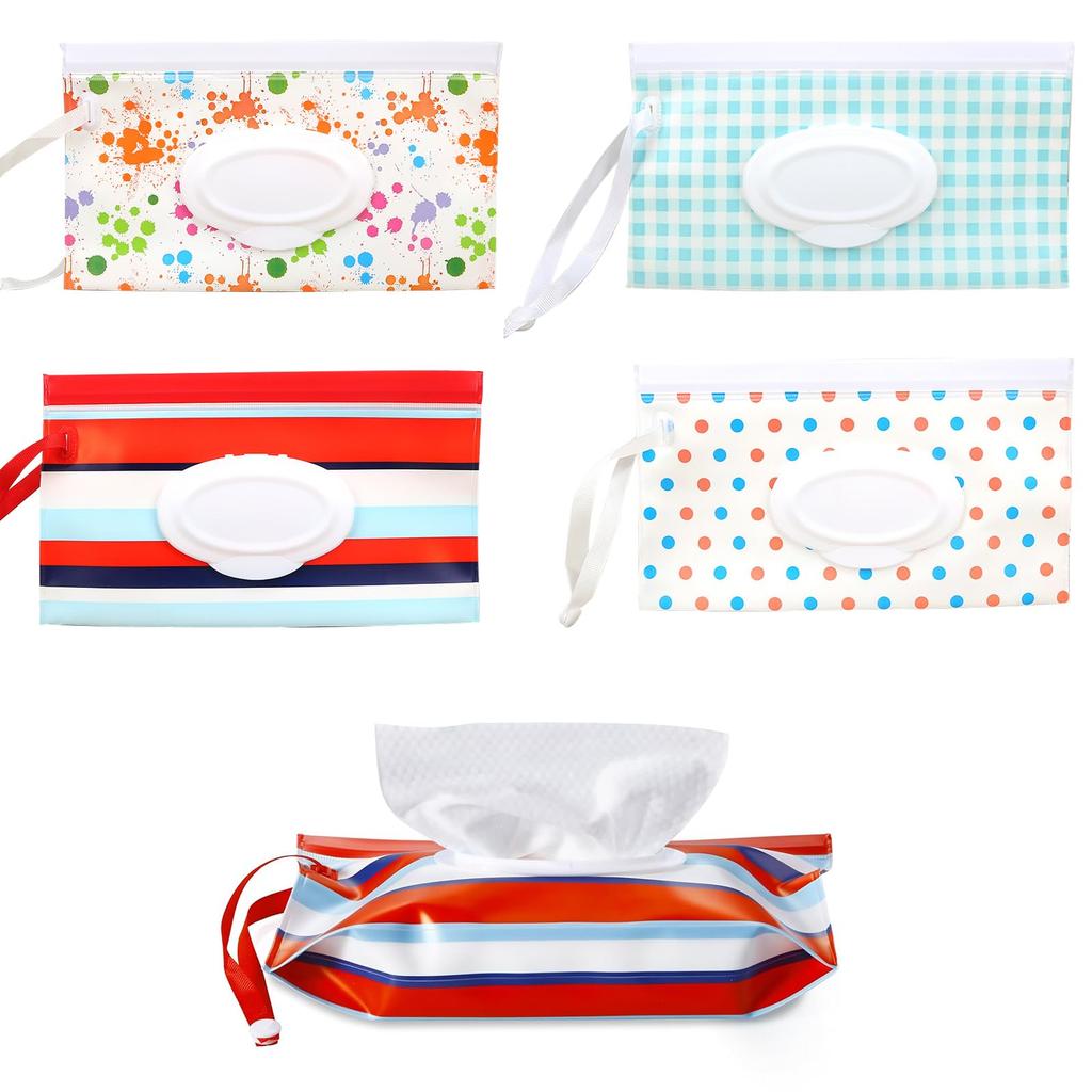 RICISUNG Wet Wipe Wet Tissue and Baby Wipe Pouches of and Antibacterial with Lid for and Outings Bags, Cases, (Set 4) Portable, Lightweight, Outdoors,