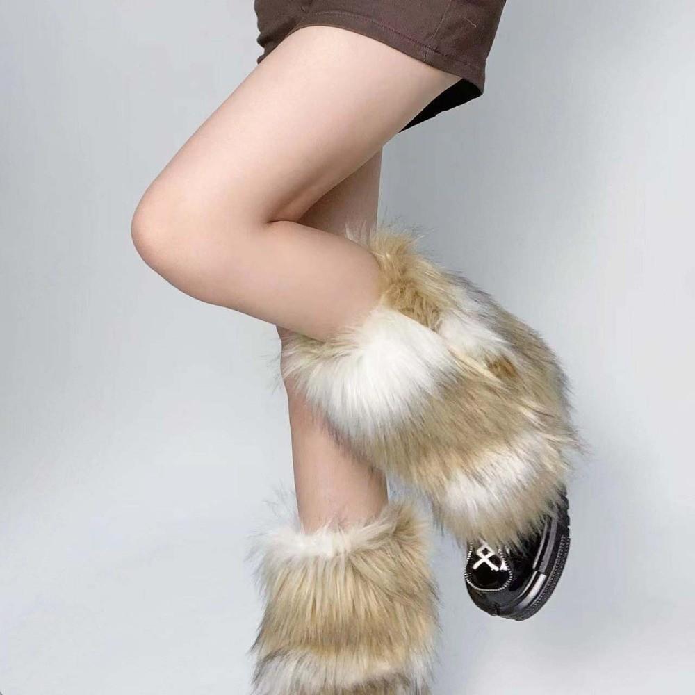 Thickened Furry Leg Warmers Faux Fur Long Tube Sock Kawaii Lolita Boots Cover Autumn/Winter