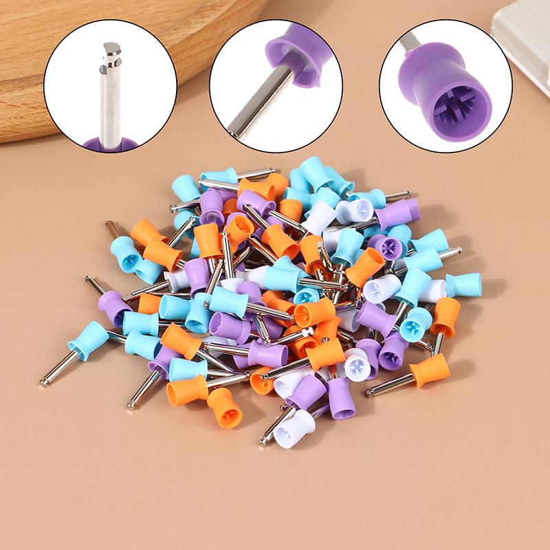 

100 шт./кор. стоматологическая профилактическая щетка для полировки зубов щетки с защелкой винтового типа нейлоновая щетина щетка для удаления пятен и полировки