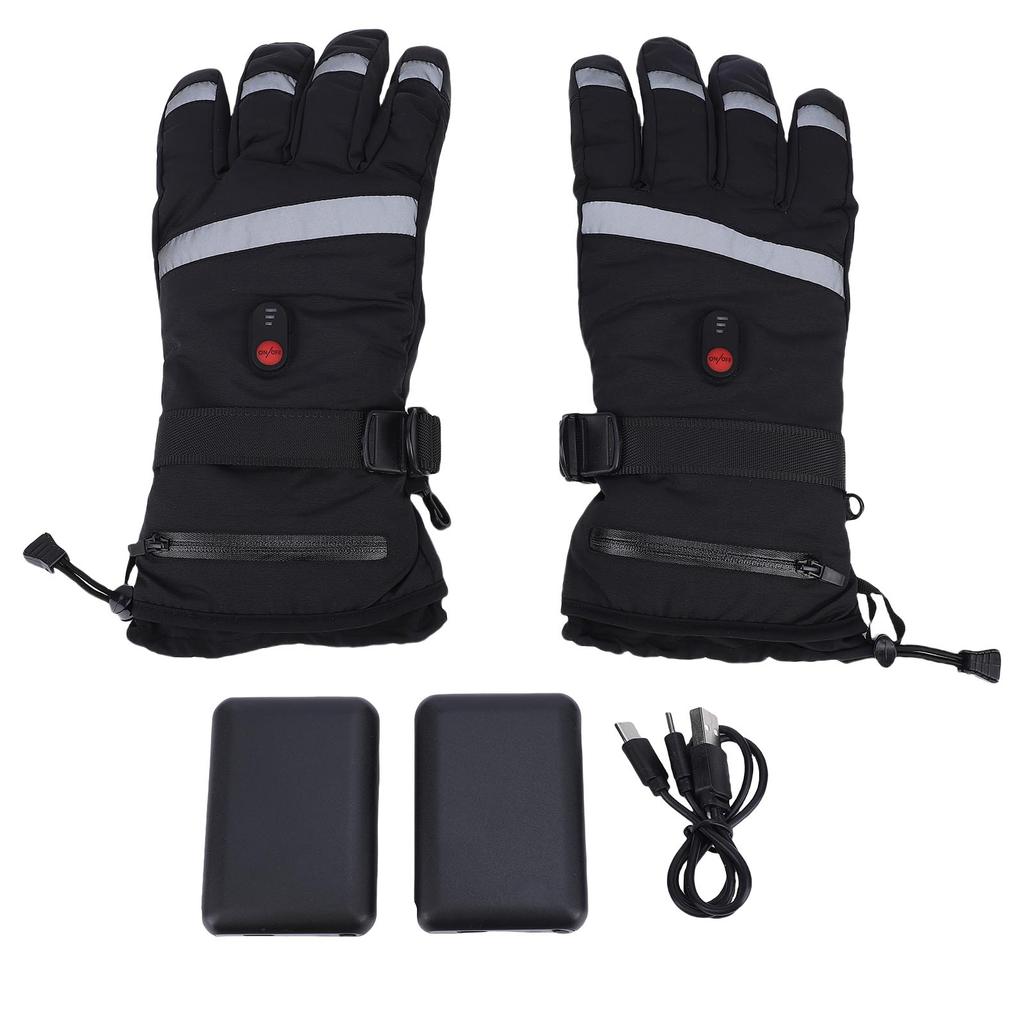 Winter Rechargeable Electric Warm Heated Gloves Men Women Battery Powered Heating Gloves with Reflective Strips for