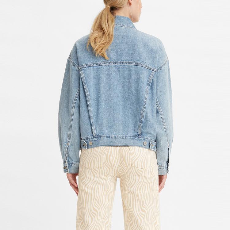 Levis SS22 Solid Color Polo Collar Casual Denim Jacket Women jackets Blue A1986-0000