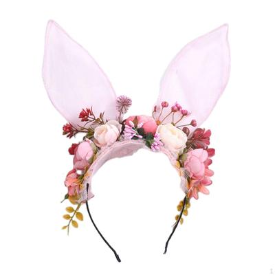 Bunny Ears Headband Flower Garland Costume Accessory for Fancy Dress Cosplay