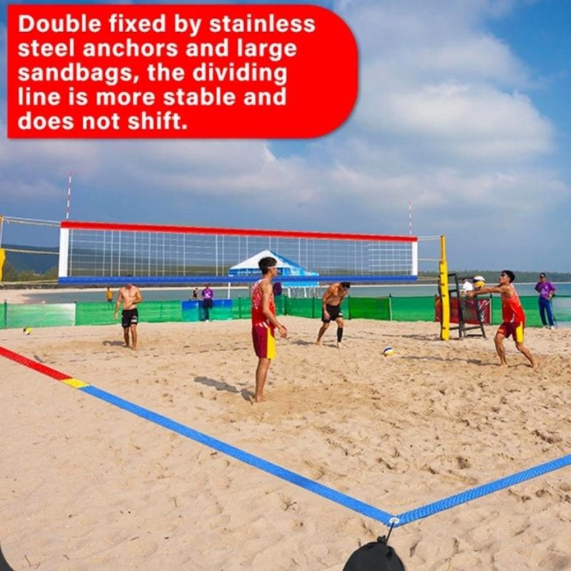 Outdoor Volleyball Boundaries Line with Ground Nails Volleyball Courts Webbing Marker for Sand Outdoor Grass Backyard