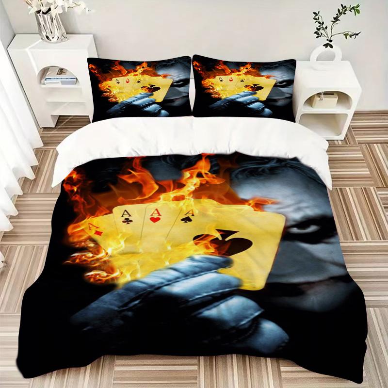 Poker Hand Print 3Pcs Bedding Setduvet Cover With 2 Bedropillowcase Home Birthday Gift