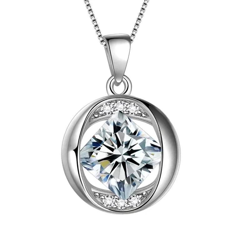 CAOSHI Charming Graceful Pendant Necklace for Women Fashion White/Green/Pink/Purple Princess Zirconia Neck Jewelry Accessories