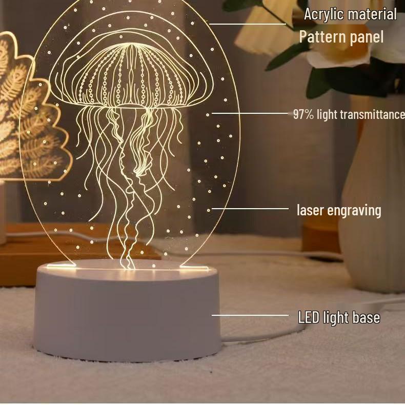 3D Cartoon LED Night Lamp for Kids - Touch Control, Perfect Birthday Gift