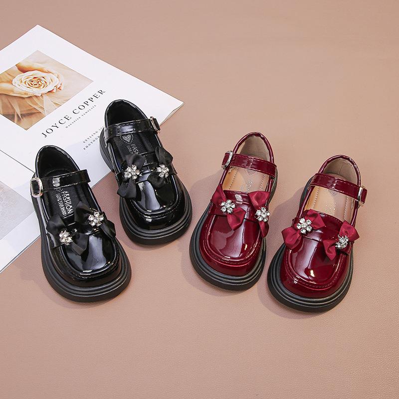 Spring New Temperament Diamond Princess Shoes Korean Style Fashion Soft Bottom Girls Leather Shoes