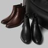 Fashion 38-46 Winter Ankle Boots Men Black  Red Side Zipper Minimally Slim Soft Leather Boots Business Office Short Boots Men Boots