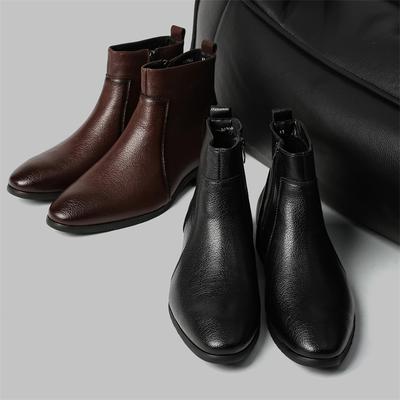 Mode 38-46 Winter Stiefeletten Herren Schwarz Rot Seitenreißverschluss Minimal Schlank Weiche Lederstiefel Business Büro Kurze Stiefel Herrenstiefel