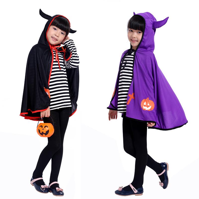 Halloween Children's Dance Show Costume Horn Cloak Demon Shawl Cape
