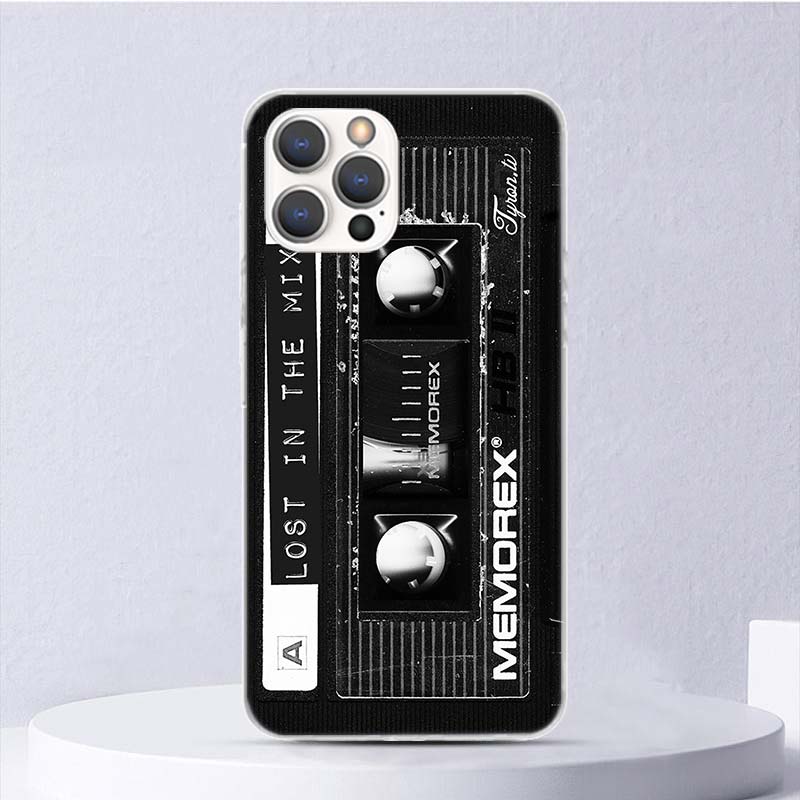 Vintage Magnetische Alte Band Kassette Weiche Fall Für iPhone 11 12 13 Mini 14 Pro Max Apple Telefon Abdeckung X XS XR SE 7 Plus 8 + 6 6S 5S