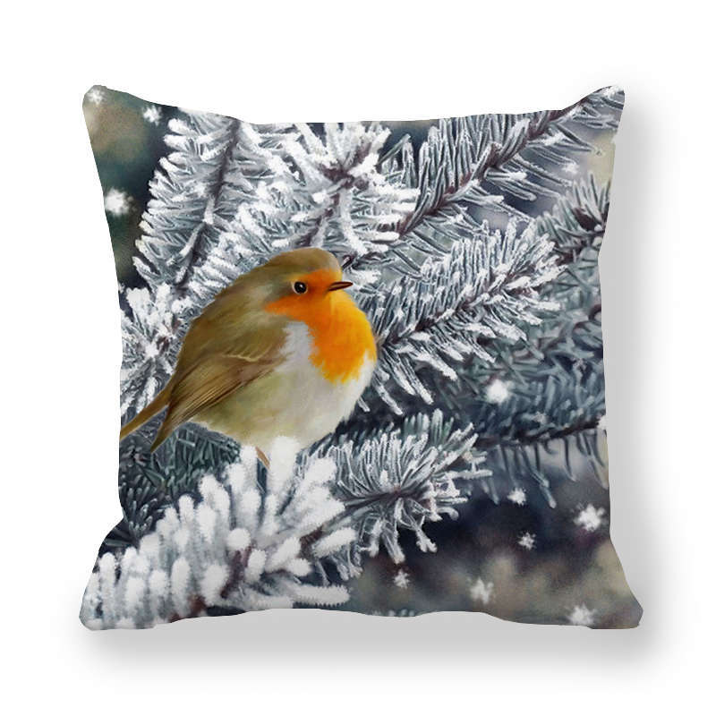 Christmas Snow And Ice Cartoon Pattern Digital Printing Short Plush Pillow Covers For Car Sofa Office Cushion Cover Home Goods