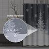 Christmas Shower Curtain, Gray Winter Christmas Trees Grey White Snowflake Waterproof Fabric Bathroom Shower Curtain Set With