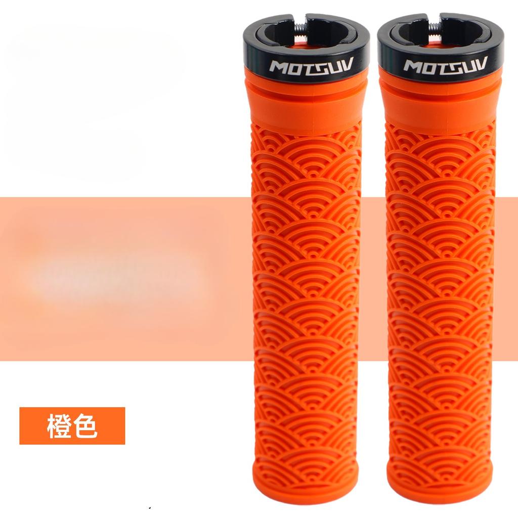 1Pair Bicycle TPE Handle Cover, Mountain Bike Xiangyun Non-slip Unilateral Locking Universal Grip Cover, Cycling Accessories