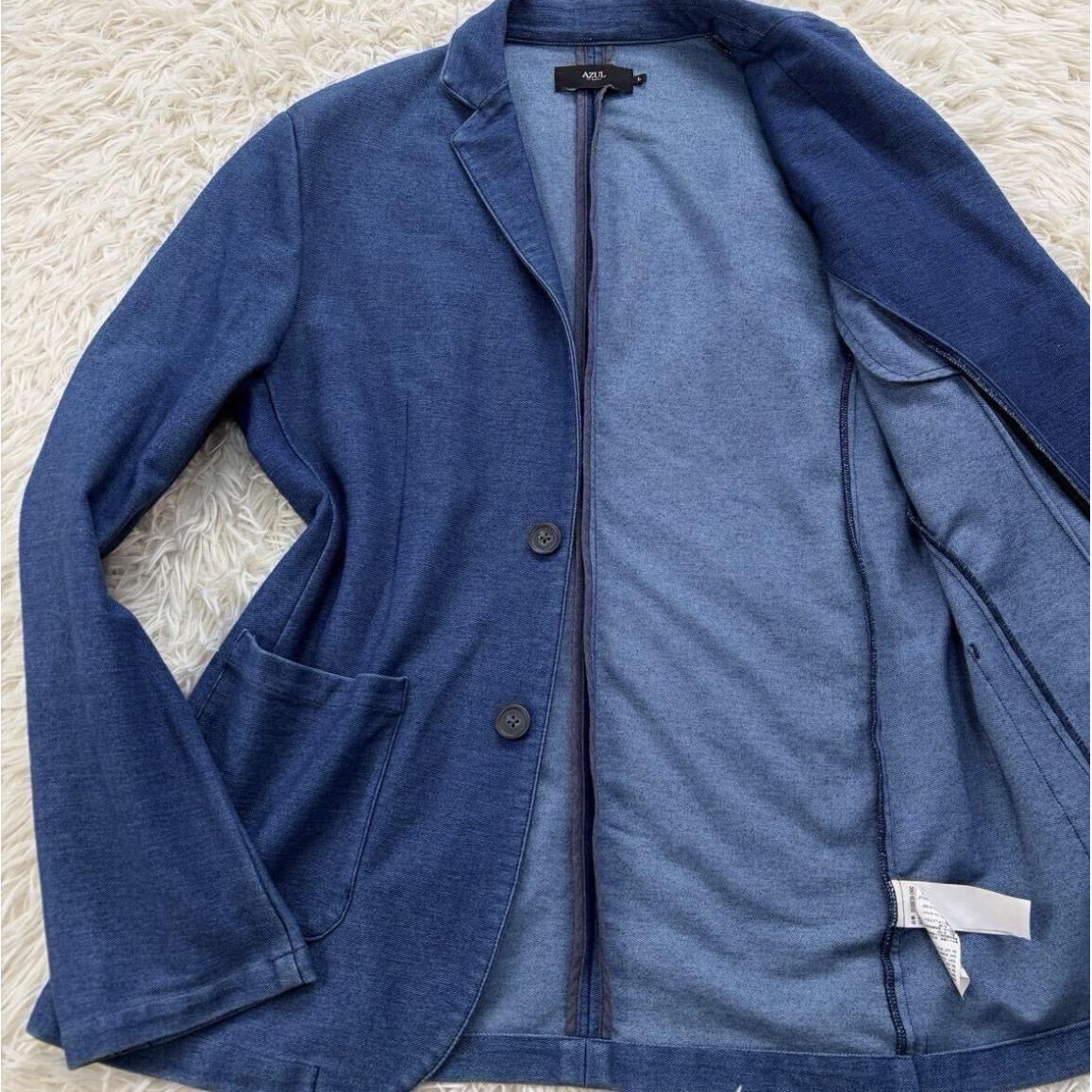 Exquisite color Very beautiful item!!! AZUL by moussy Cutting edge sex appeal AZUL by moussy Tailored jacket L Denim style Cool feeling