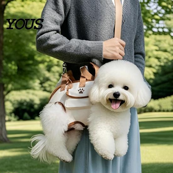 Accessorio Portatile Traspirante per Animali da Viaggio, Trasportino Portatile a Tracolla 2-in-1 Orizzontale Robusto per Gatti, Borsa Stile Guinzaglio per Cani Piccoli