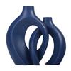 Holle Scandinavische Moderne Keramische Vaas Set van 2 voor Moderne Huisdecoratie, moderne Boho Holle Bloemvazen voor Woonkamer Boekenplank