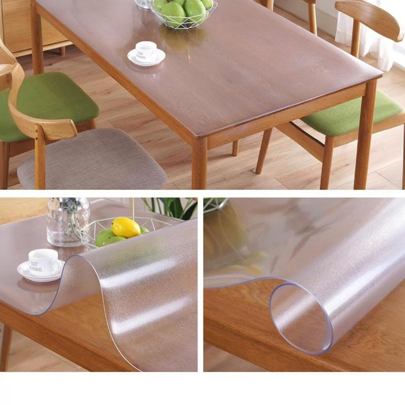 Clear PVC Table Protector Wear Resistant Oil Proof Heat Resistant Antibacterial Mat for Office Conference Meeting Table