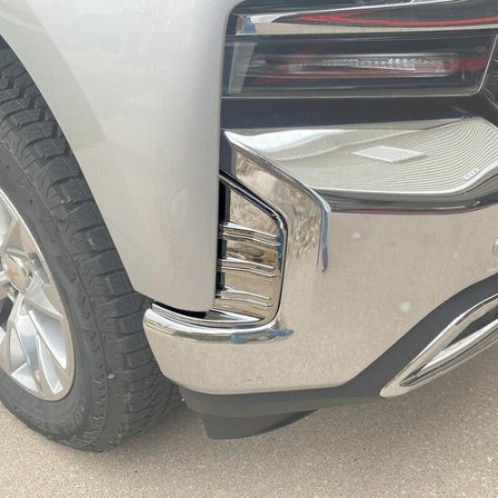 Chrome Front Fog Light Lamp Decor Cover Trim Bezels For Chevy Silverado 1500 19+