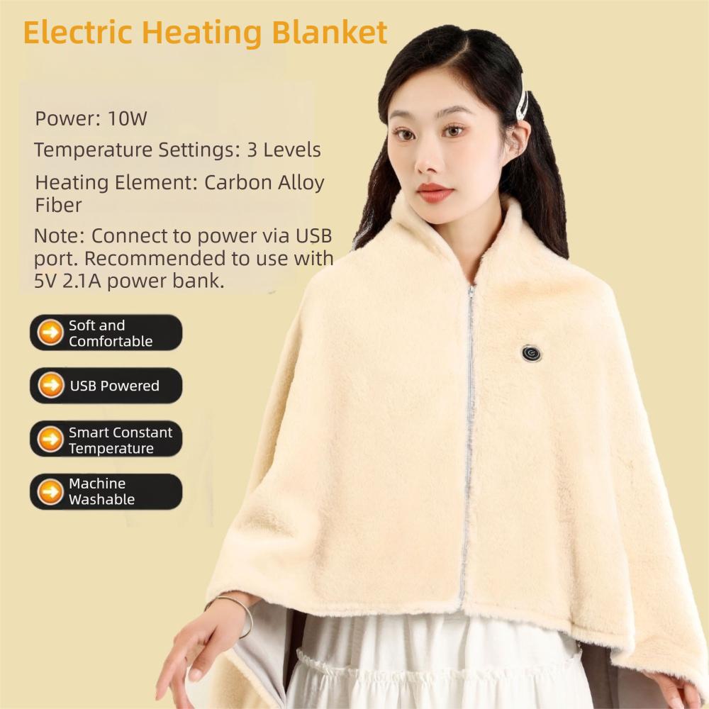 Wearable USB Electric Heated Blanket Washable Heating Lap Blanket  Office/Home/Camping