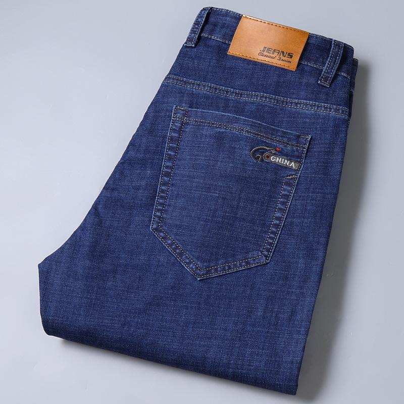 Men's Summer 2023 Stretch Jeans: Straight, Mid-Waist, Loose Fit, Large Size Denim Trousers