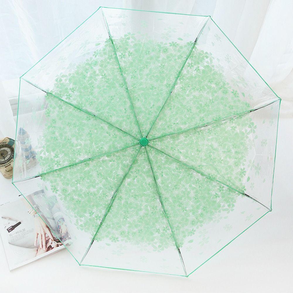 Roligt körsbärsblomstransparent paraply vattentätt manuellt paraply hopfällbart paraply hem