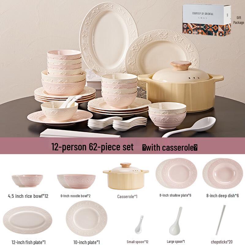 Lan Tuan Embossed Strawberry Ceramic Dinnerware Set