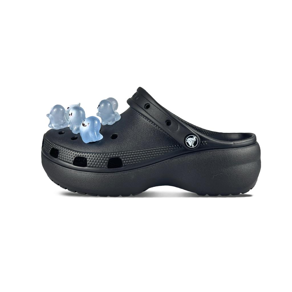 Crocs Classic Platform Clog Cute Ghost Stepping On Poop Shoes Female Black