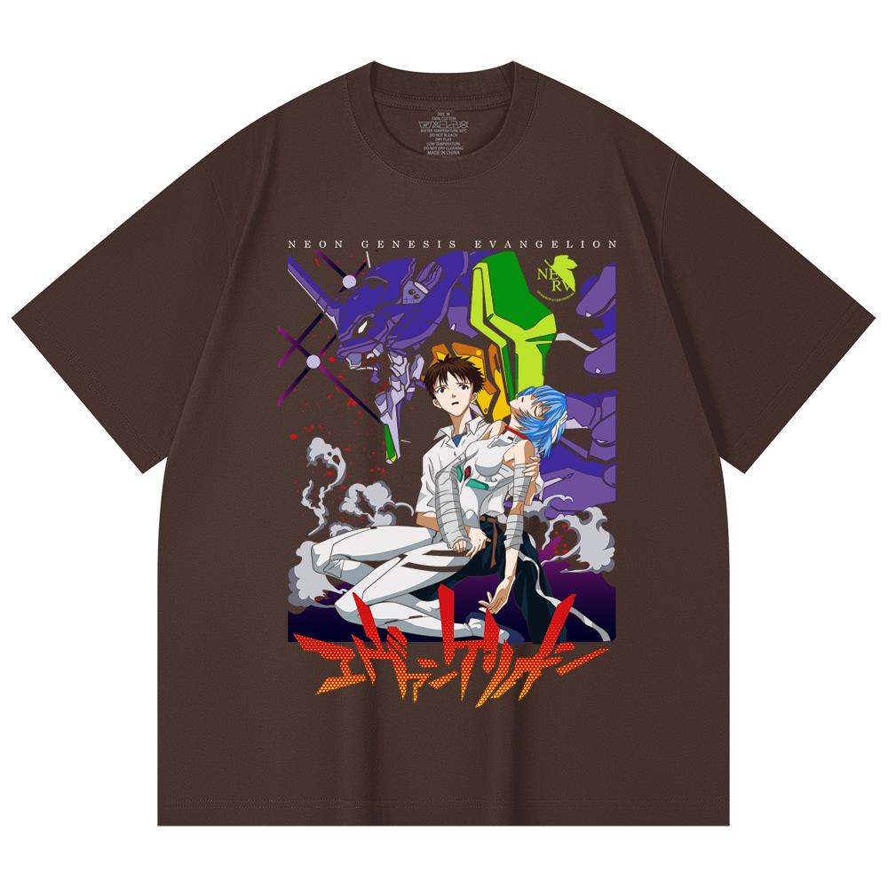 230 g/m² 100 % Baumwolle Evangelion V1 Druck Unisex Schweres Baumwoll-T-Shirt