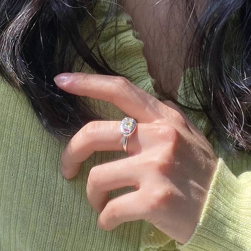 Colorful Inlaid Zirconia Ultra Sparkling Adjustable Ring For Women With Unique Design Fashion