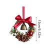 Christmas Wreath 5 Inch Mini Wreath Bell Bow Decor Artificial Holiday Garland For Christmas Holiday Fireplace Mantle Porch