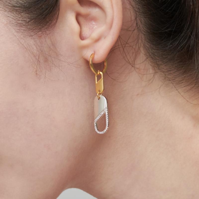 ELLE Jewelry Urban 14K Combi Drop One-Touch Earrings (Gold Pin) ELGPEE391