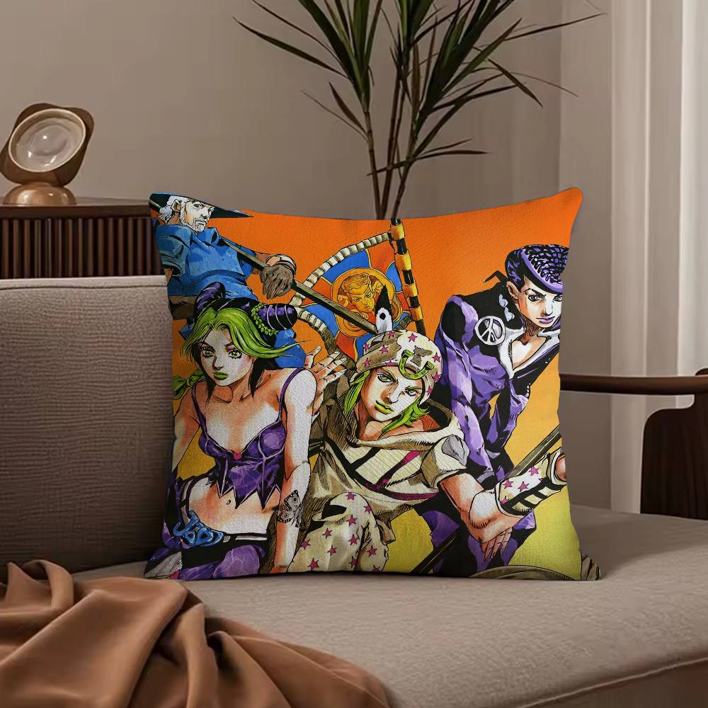 Anime j-jojo family Pillow Case Anti-dustmite Pillowcase Invisible zipper silky short plush Sofa cushion cover