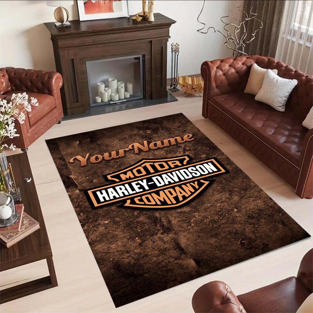 Harley-davidson Motorcycles Customizable Name Carpet Perfect for Decorate Room Entryway Bedrooms Dining Room Anti-slip Rug Office Home Decor