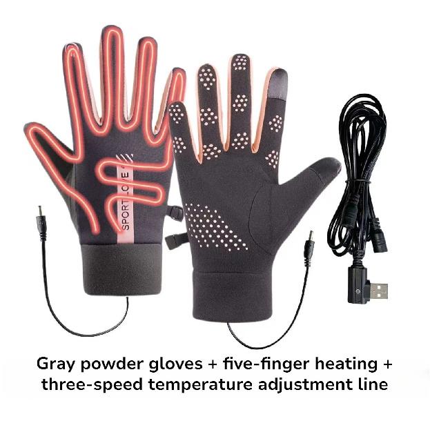 USB Rechargeable Heated Gloves Adjustable Temperature Anti Slip Touch Screen Thickened Warm for Skiing Cycling Winter Outdoor