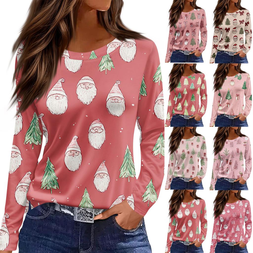 Women's Daily Casual Long-sleeved Printed O-neck Top