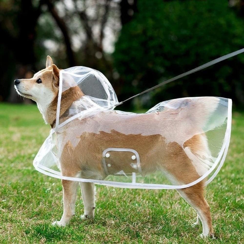 Transparent Dog Hooded Raincoat High Visibility Pet Rain Jacket Breathable Pet Clear Clothes Puppy