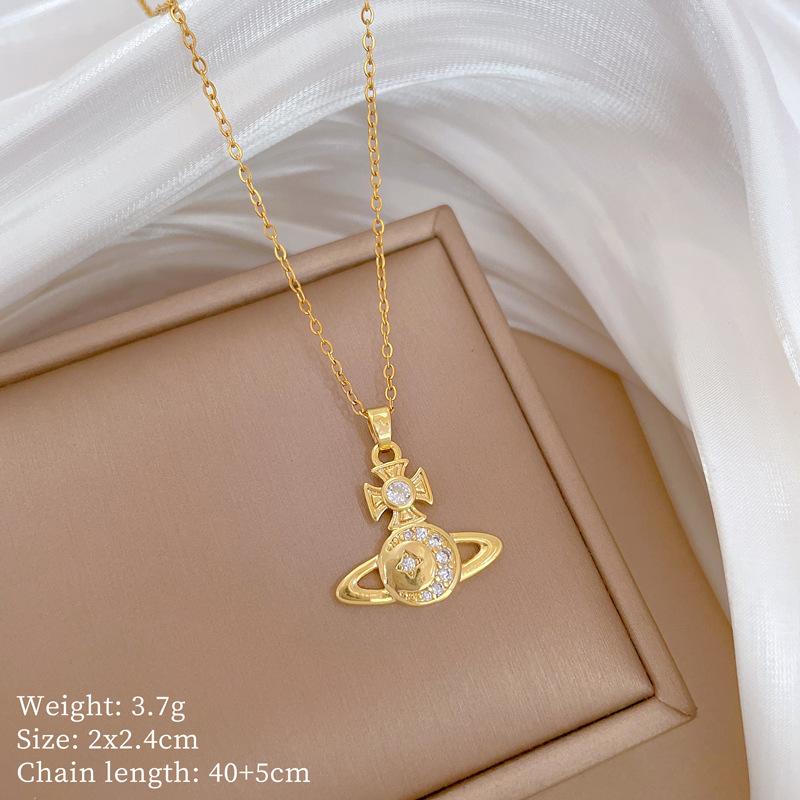 Copper Micro-Inlaid Necklace Women'S Copper Micro-Inlaid Real Gold Electroplating Simple And Exquisite Collarbone Chain Neck Chain