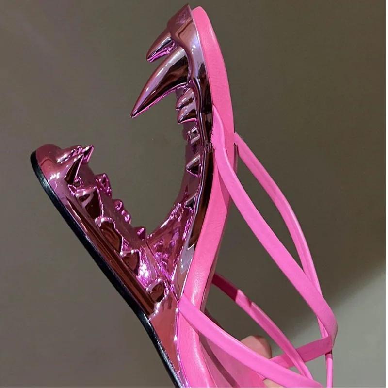 Fashion Spring Fashion Show, Teeth Shaped Heels, High Heels with Exposed Toes, Sloping Heels, Round Toe Fashion Women's Shoes