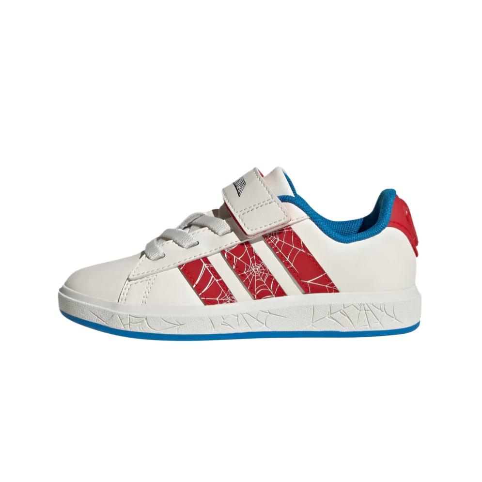 adidas Marvel x Grand Court K Spider-Man - Red Web Stripes Kids Sneakers White Cloud-White Pure-Ruby JS0778