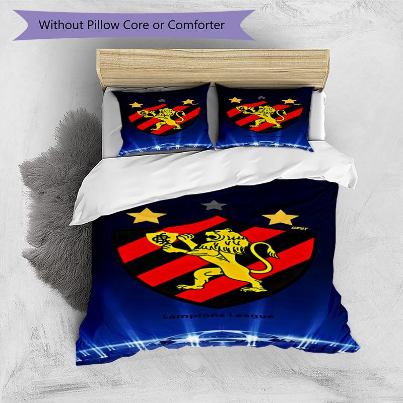 Sport Club Football Crest Printed Pattern Duvet Cover Set – includes 1 duvet cover and 2 matching pillowcases Bedroom decor Christmas gifts
