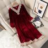 Velvet Pajamas Women's Pajamas V-neck Nightgown Velvet Pajamas Pajamas New Underwear Home Clothes