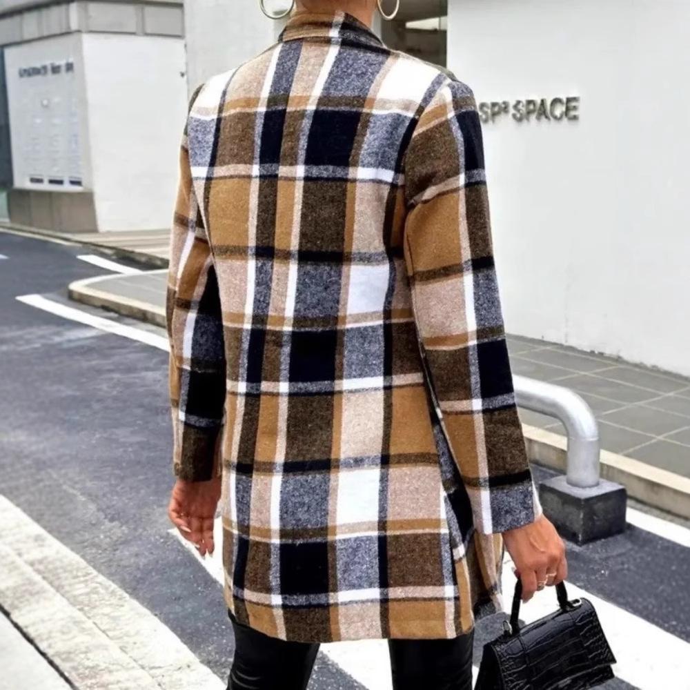 Dámská ležérní košilová bunda s kostkovaným potiskem