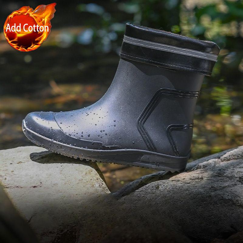 Mid Calf Spring Autumn Farming Men's Rain Boots Original Garden Adult Waterproof and Non-slip Teenagers Wide Toes Gum Male Shoes