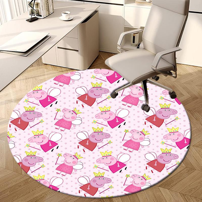 1pc Peppa Pig Fairy Pattern Round Carpet, Made of Polyester,Perfect for Decorating Office Chairs, Living Rooms,fplt192