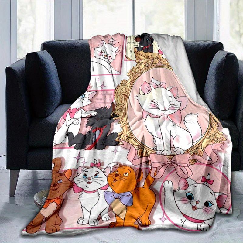 1pc, Marie Cat (3) Home Decor Flannel Blanket Perfect Gift for Bedroom, Living Room, Travel, Camping, Car