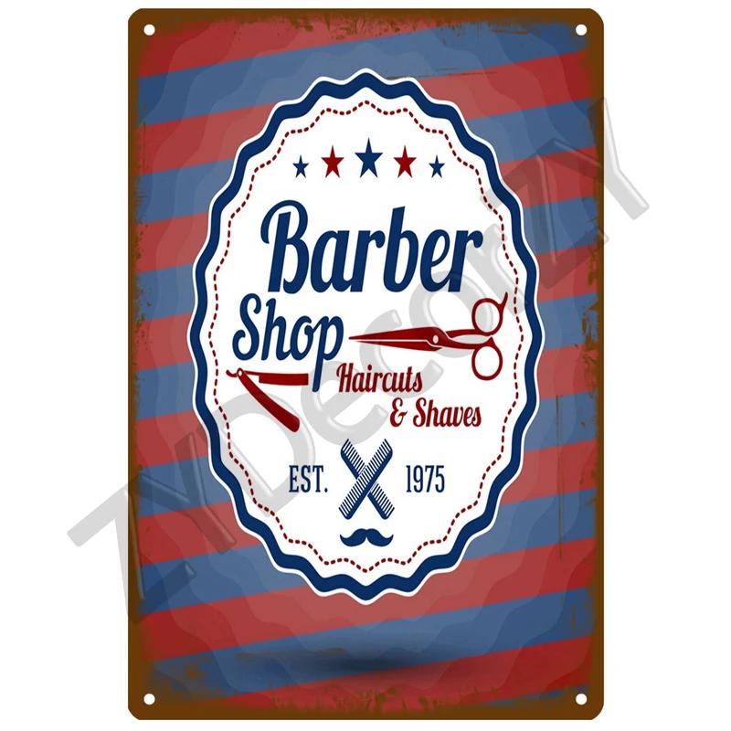 Barber Shop Plaque Metal Sign Vintage For Door Tin Sign Home Interior Paintings Mancave Wall Posters Room Decoration Decor Art