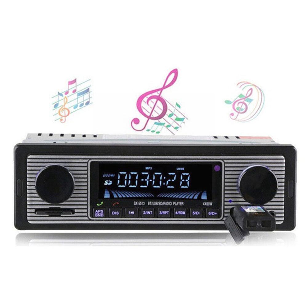 Bluetooth autorádio Vintage Dual Knob MP3 přehrávač FM Classic Car AUX Retro Tuner Receiver Audio Stereo USB reproduktor Příslušenství O9V4