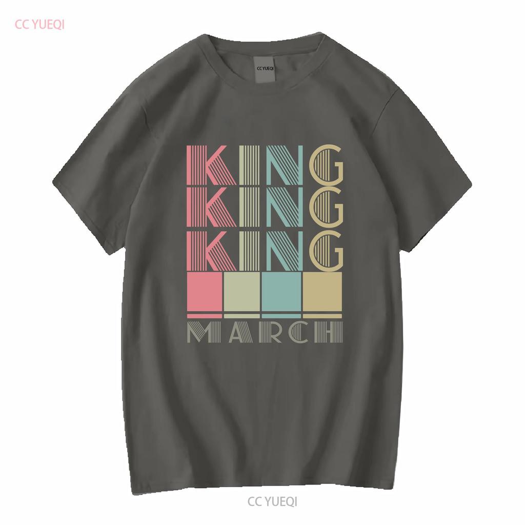 1975 King Are Born In March T Shirt vintage Washed fashion Slightly Top For Everyday Wear Stretched Stylish Soft Versatile